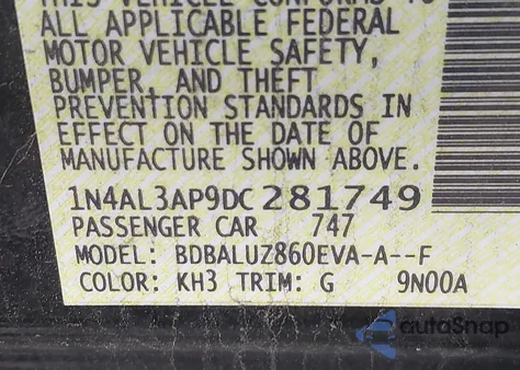 2013 Nissan Altima 2.5 Sv z USA, uszkodzony, nr VIN 1N4AL3AP9DC281749